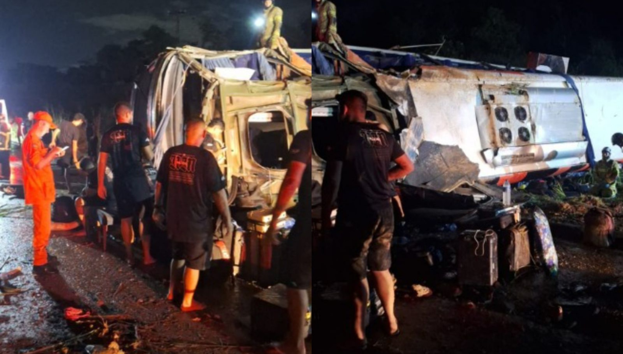 Ônibus de Nuzio Medeiros tomba em rodovia e deixa seis feridos